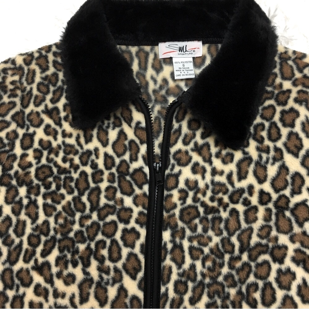 ML Sport Leopard zip Jacket Fur Collar Size S - Picture 2 of 4